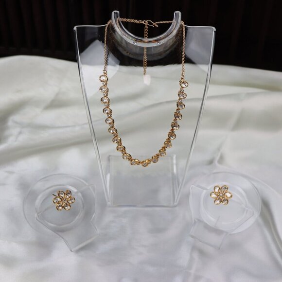 Elegant Brass Kundan Necklace & Earrings Set, JP42 - Picture 4 of 12